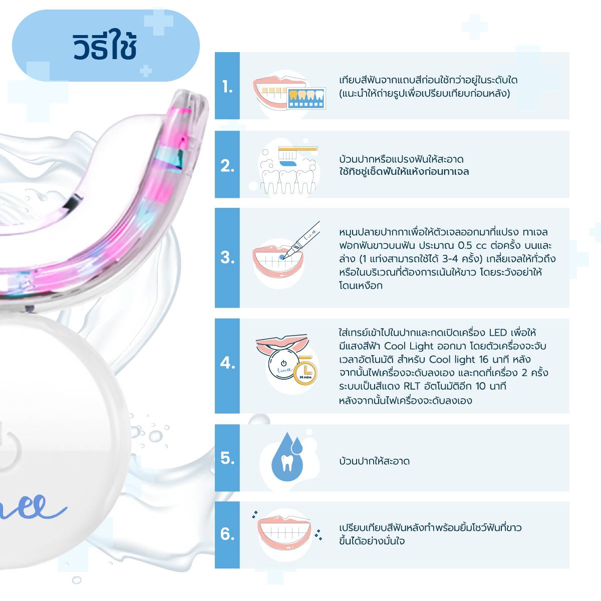 Linee Teeth Whitening kit Premium มาพร้อม เจลรีฟิล 1 กล่อง (มี 3 หลอด)